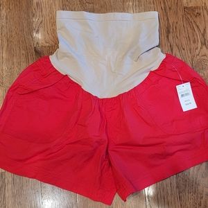 Large Red Motherhood Maternity Shorts